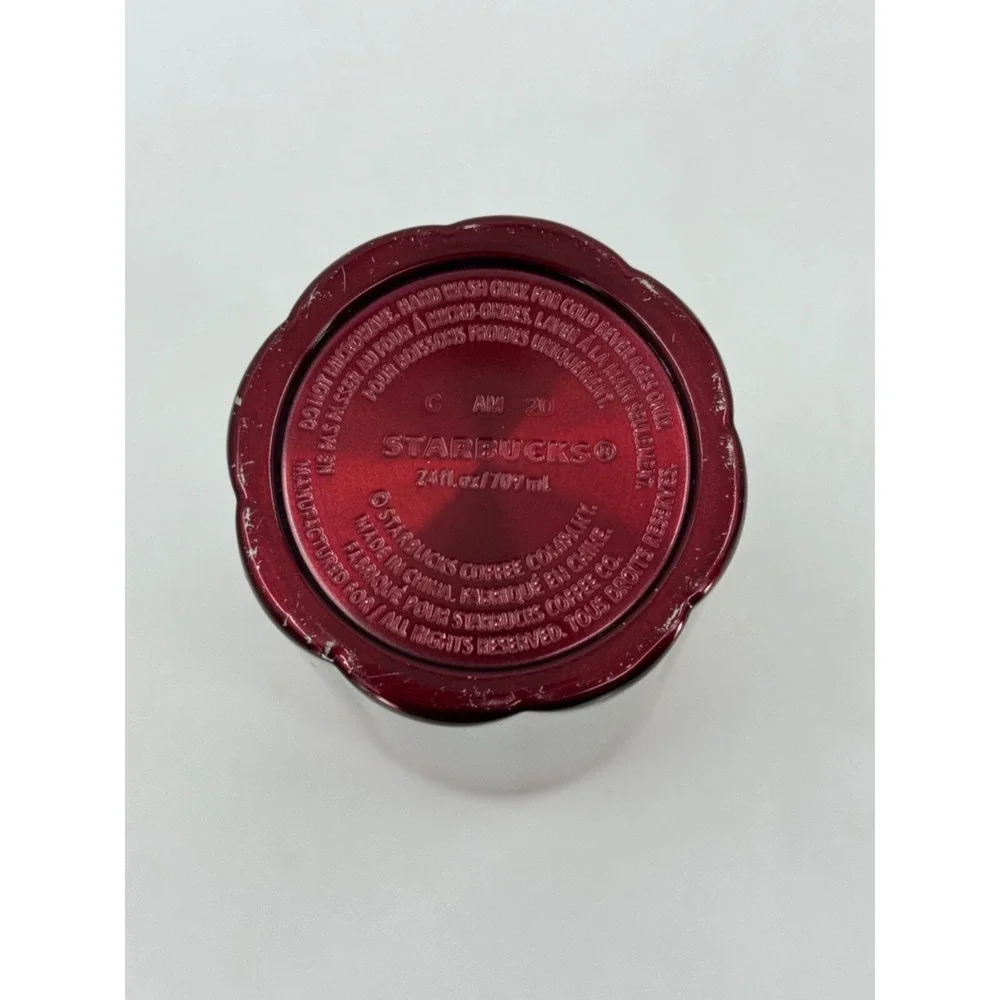 Starbucks‎ Christmas Holiday 24 oz Tumbler 2020 Stainless Steel Red (NO LID)